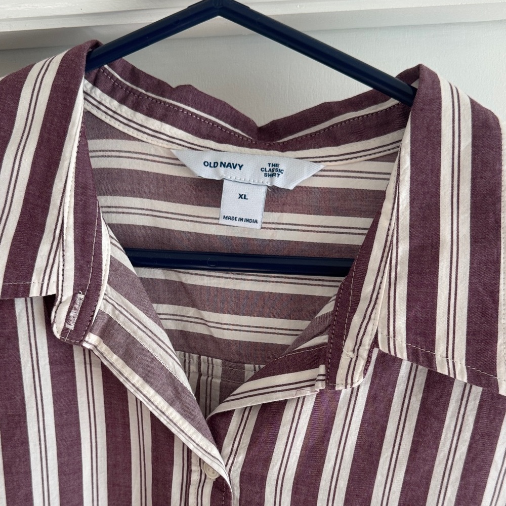 Old Navy Striped purple and White Shirt - Picture 2 of 5